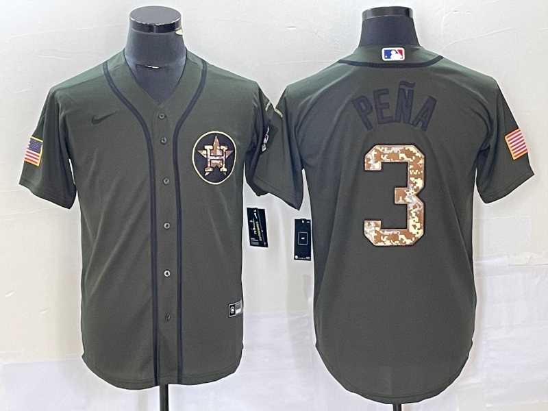 Mens Houston Astros #3 Jeremy Pena Green Salute To Service Stitched MLB Cool Base Nike Jersey->houston astros->MLB Jersey